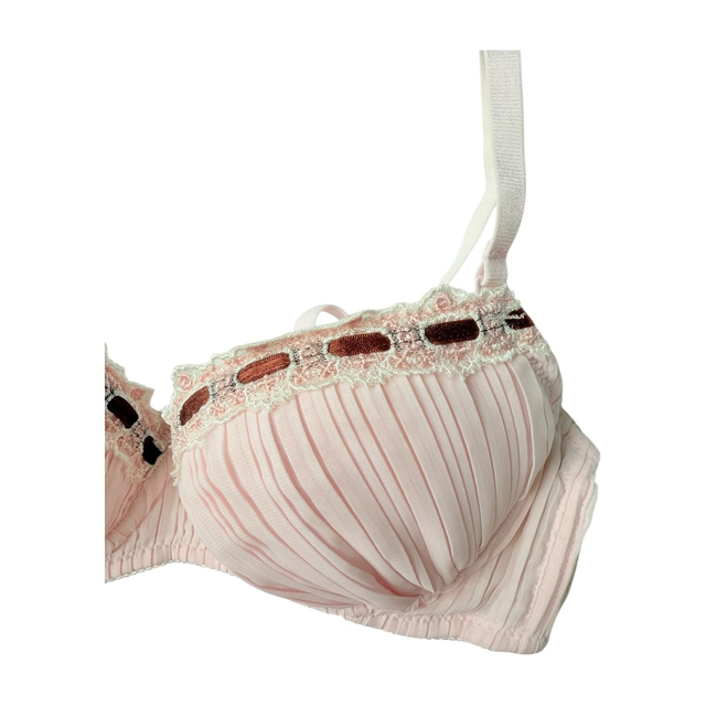 Pink and brown ribbon pleatedJapanese Bra UK 32C