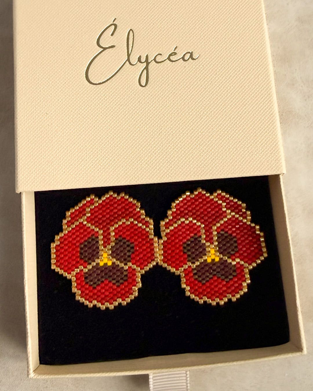 Pensées - Boucles d'oreilles tissées main