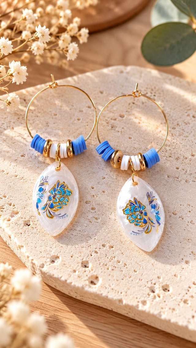 Boucles d'oreilles Sakuria bleues 