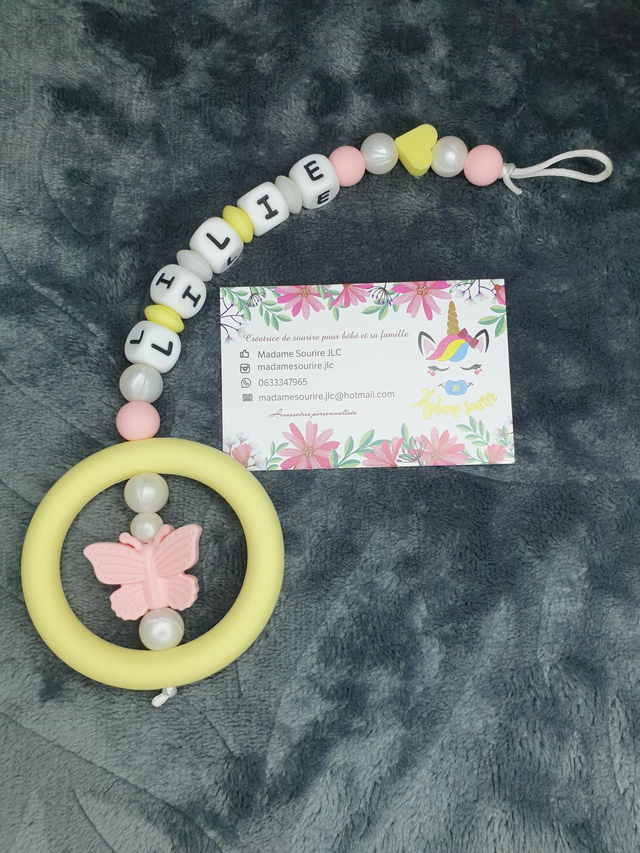 Attache Tétine Dentition Papillon