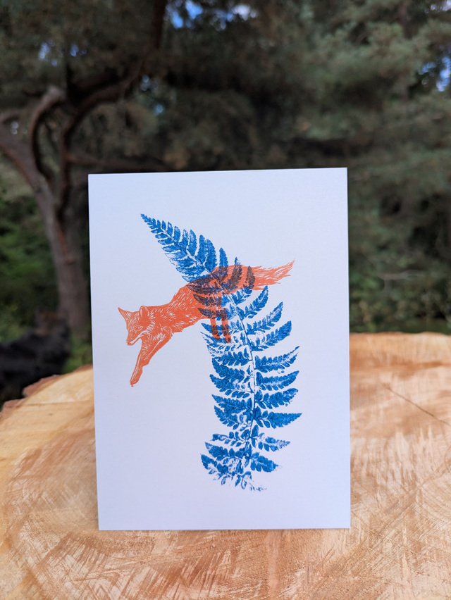 Carte postale renard & fougère