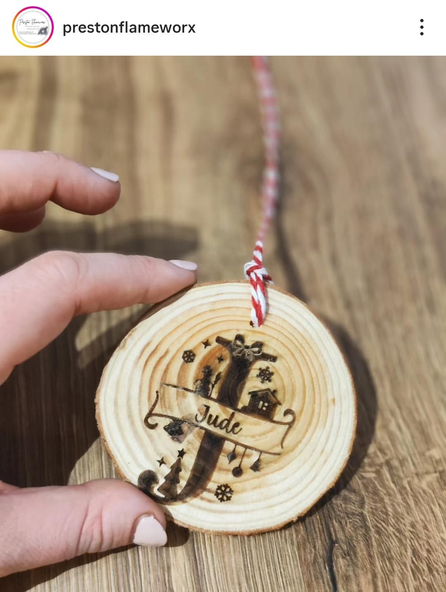 Rustic initial bauble 