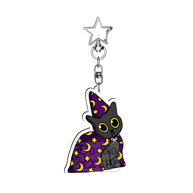 Wizard Cat Acrylic Keyring 