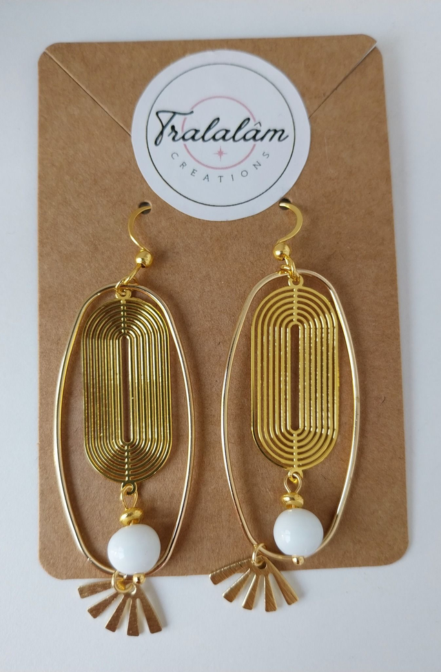 ✨Boucles d’oreilles &quot;art déco perle porcelaine&quot;✨