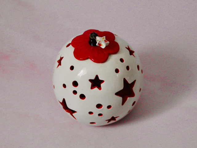 Photophore boule de Noël "étoile" en céramique