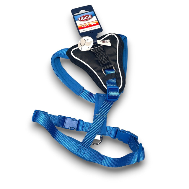 Trixie Hundegeschirr Y klein Größe XS S blau schwarz gepolstert 37-45 cm