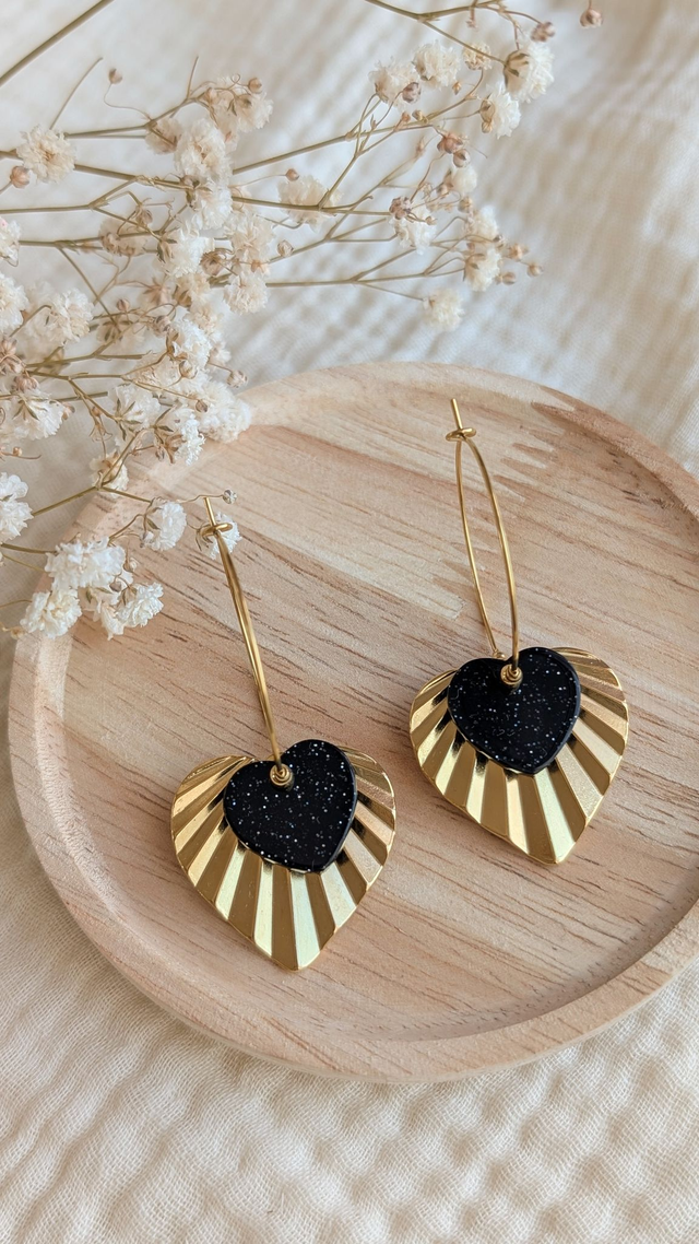 Créoles ALMA noir paillettes