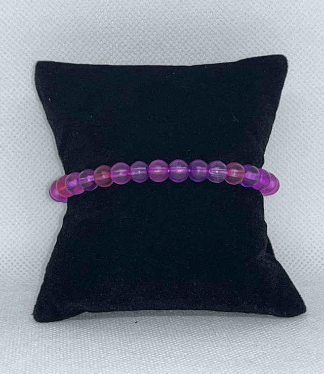 Bracelet en perle de verre mat rose, violet