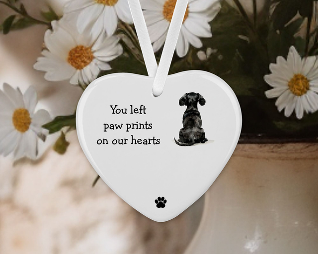 "Dachshund"  Personalised Pet Memorial Ceramic Heart  