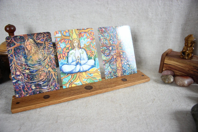 Support pour oracles Porte carte illustrées en bois Porte-cartes Tarot