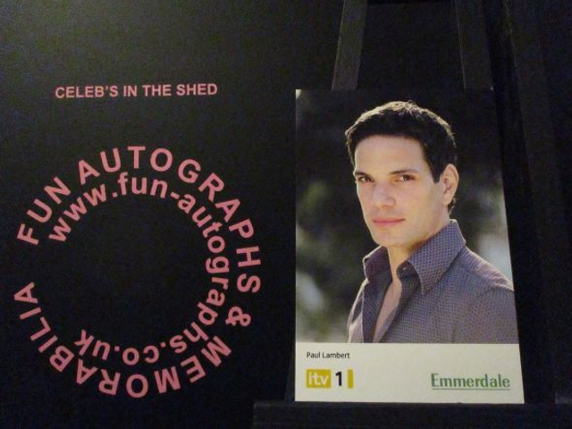 Mathew Bose (Paul Lambert) Original Emmerdale Yellow &amp; White Itv1 Logo Cast Card