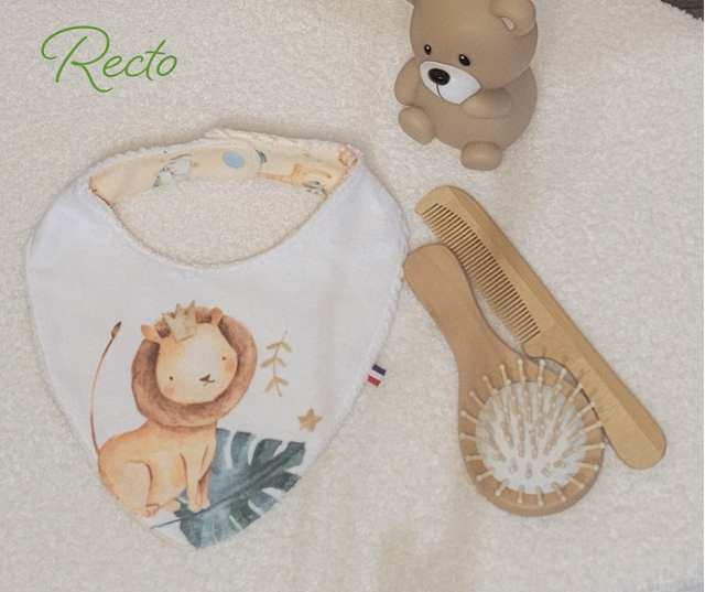 Bavoir bandana double face safari aquarelle animaux 