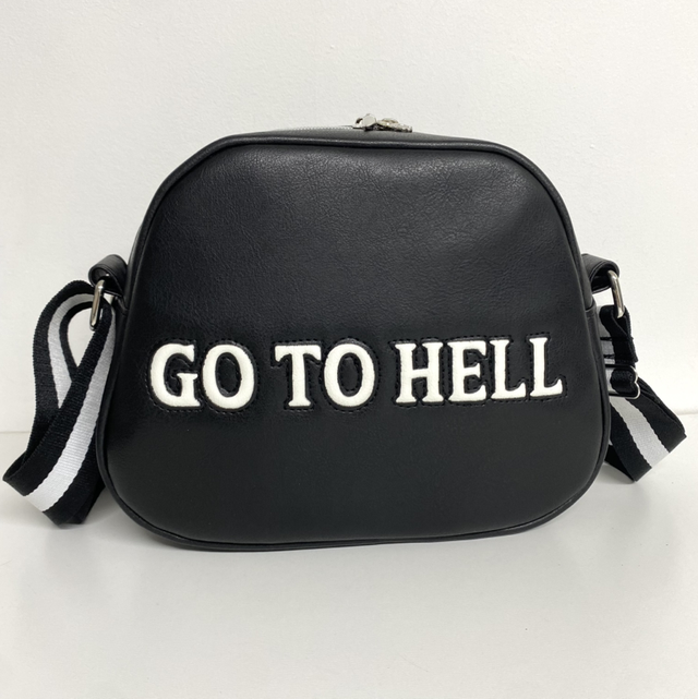 Black/white Go to Hell crossbody bag 