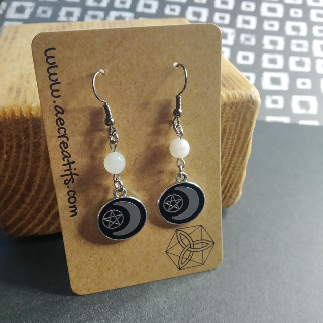 Boucles d&#039;oreilles ésotérique lune