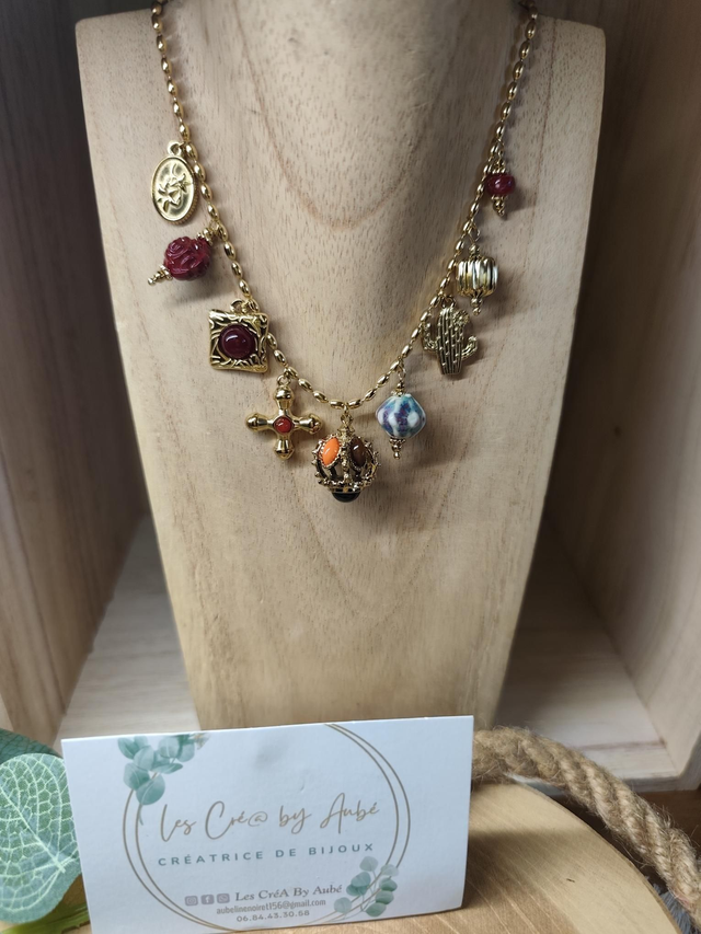 COLLIER GOLD/BRELOQUES MULTI COLORS 0000443