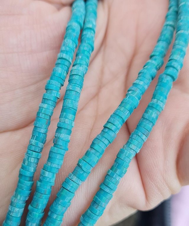 Perles heishi en perles polymère (Fimo) 4mm Turquoises bariolé