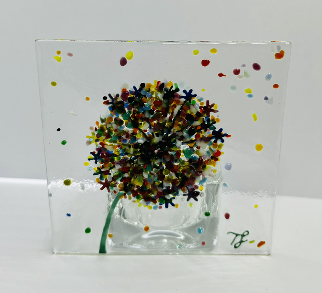 Rainbow Coloured Allium Square Tealight Holder