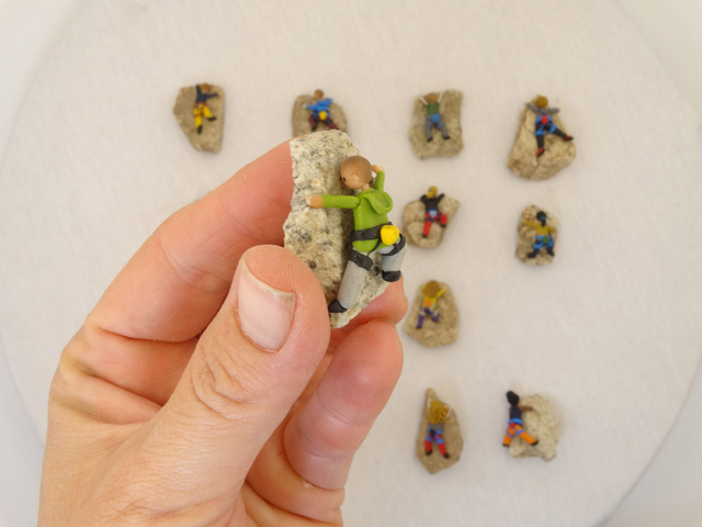 Miniature Climber Magnet on Natural Stone