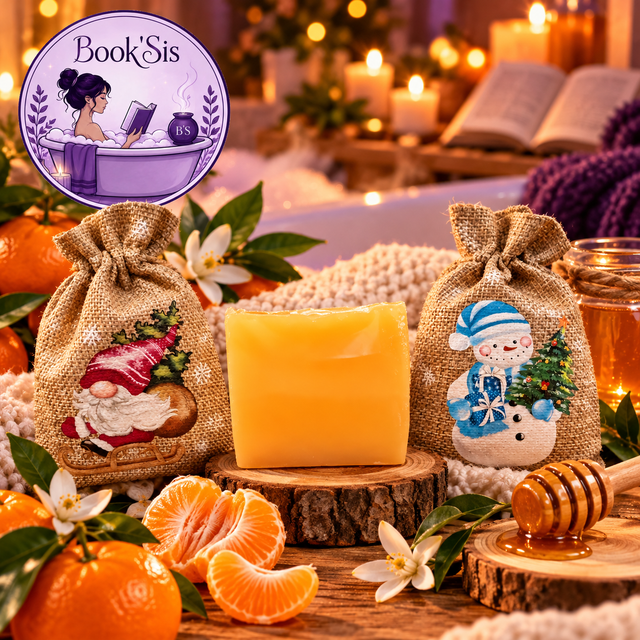 Savon glycérine " Mandarine &amp; miel + pochette "