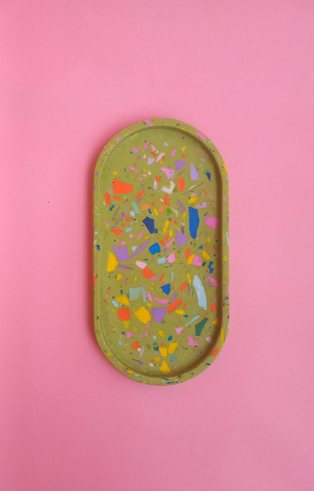 Taca owalna, lastryko, owalna podstawka na akcesoria, zielona