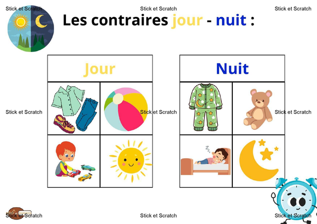 Les contraires - jour / nuit 