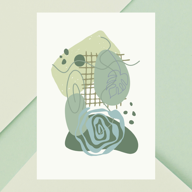 Impression Formes Vertes Botaniques Bohèmes - Art Mural Inspiré par la Nature / Botanical Boho Green Shapes Print - Nature-Inspired Wall Art