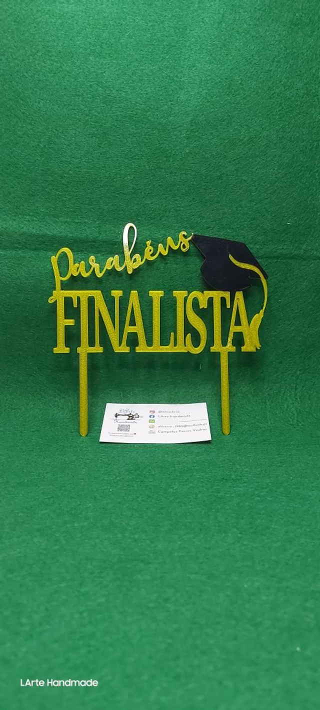 Topo de bolo &quot;Parabéns Finalista&quot;