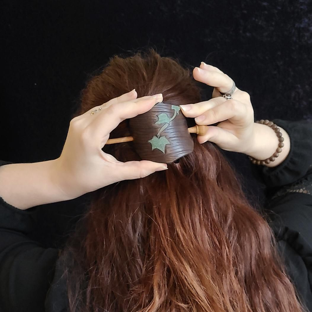 Barrette Charmes d'écorce Lierre