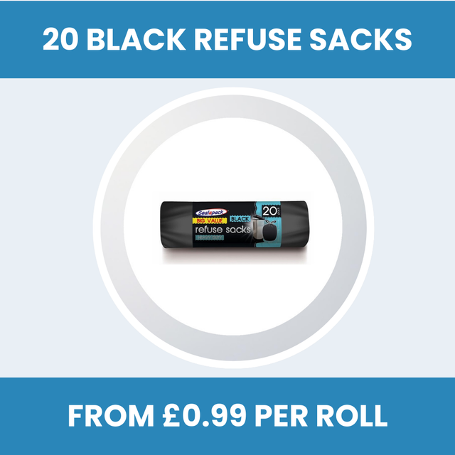 Roll of 20 Sealapack Black Refuse Sacks