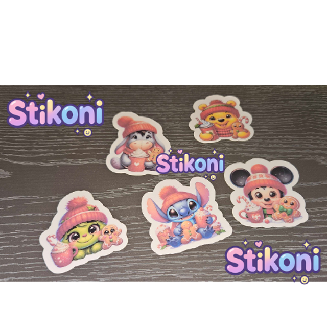 Magical Character Christmas stickers - set of 5