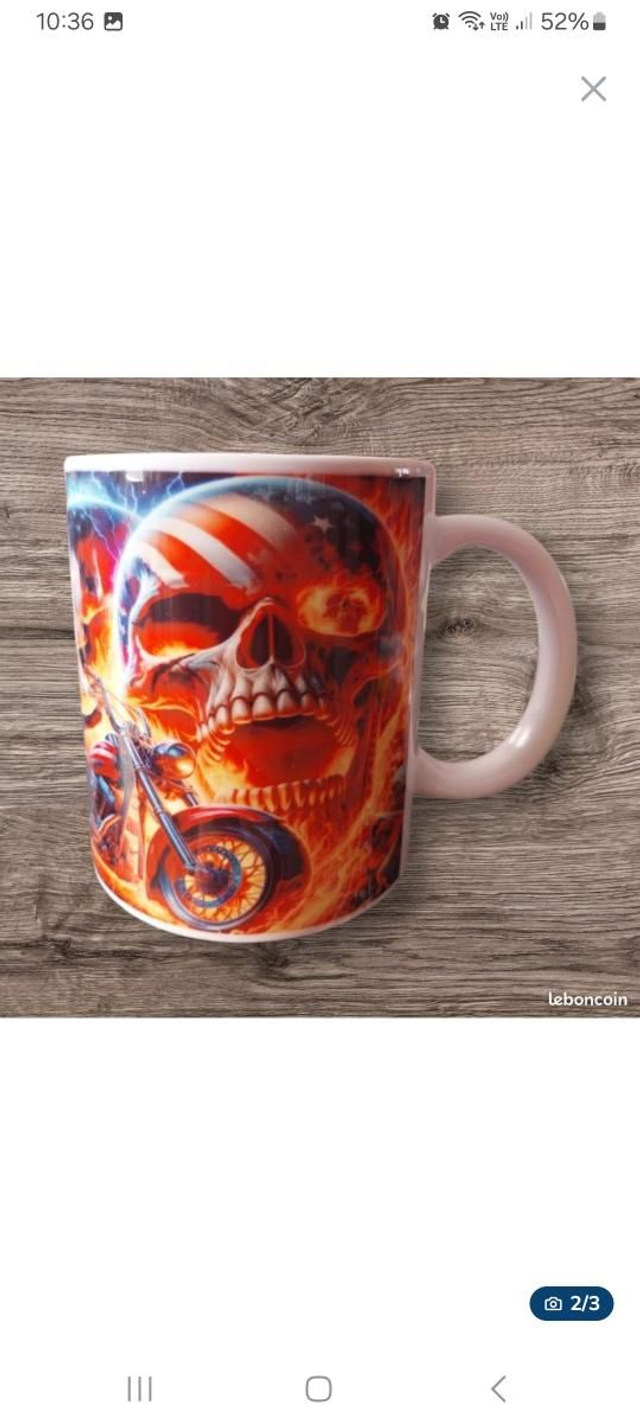 Mug tête de mort moto usa