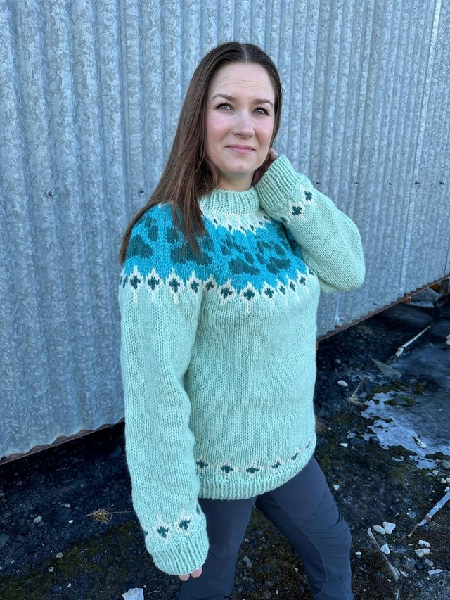 Wilderness Sweater Kit - Col 29 (Mint Green Norwegian Wool) - Yarn &amp; Pattern - Linka Neumann