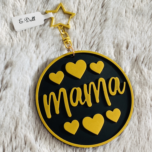 Porte-clés « Mama » Noir Doré