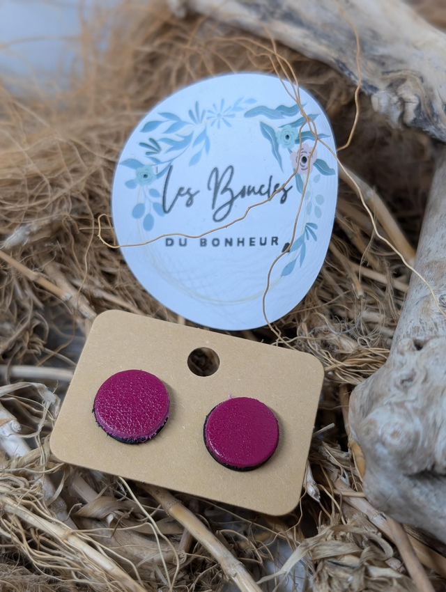 Boucles d'oreilles puces framboise pu088