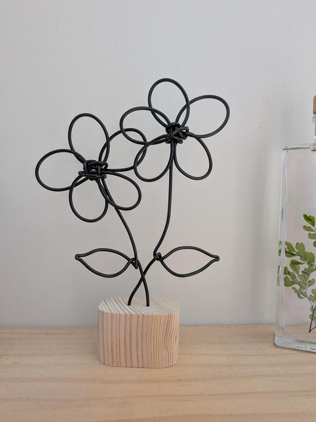 Duo de fleurs - Socle bois