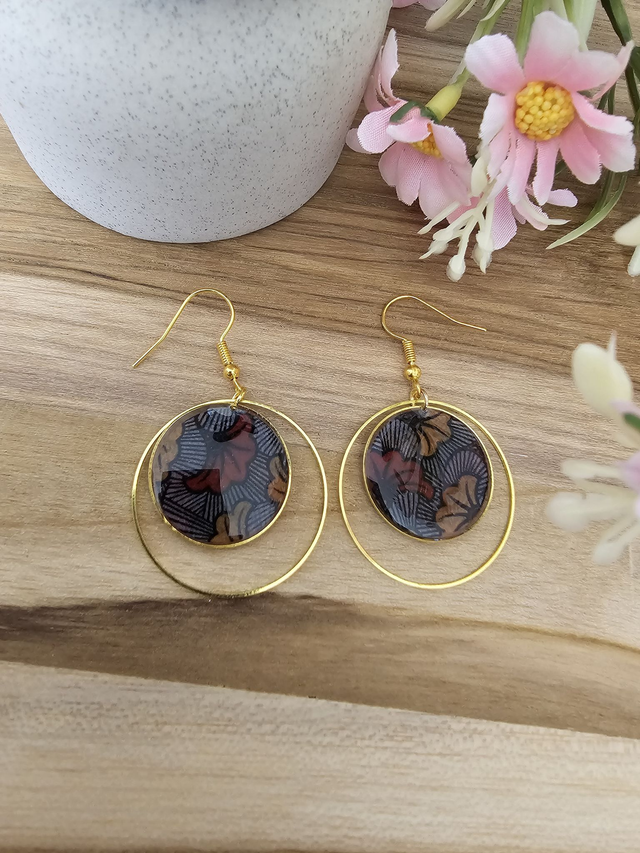 🗿Double Anneau -&quot;Éclat Wax Rouge&quot; – Pendentifs en Résine avec motif Africain🗿