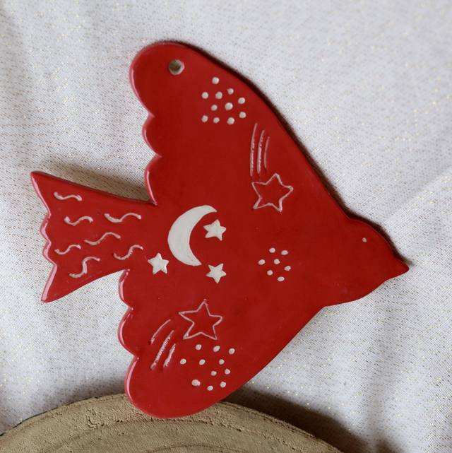  Oiseau rouge à suspendre - ancienne collection