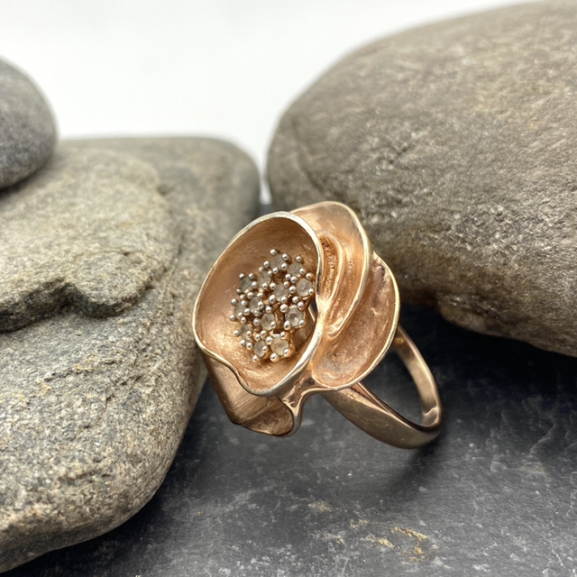 White Topaz Midas Ring in Rose Gold Plated Sterling Silver Size P/Q