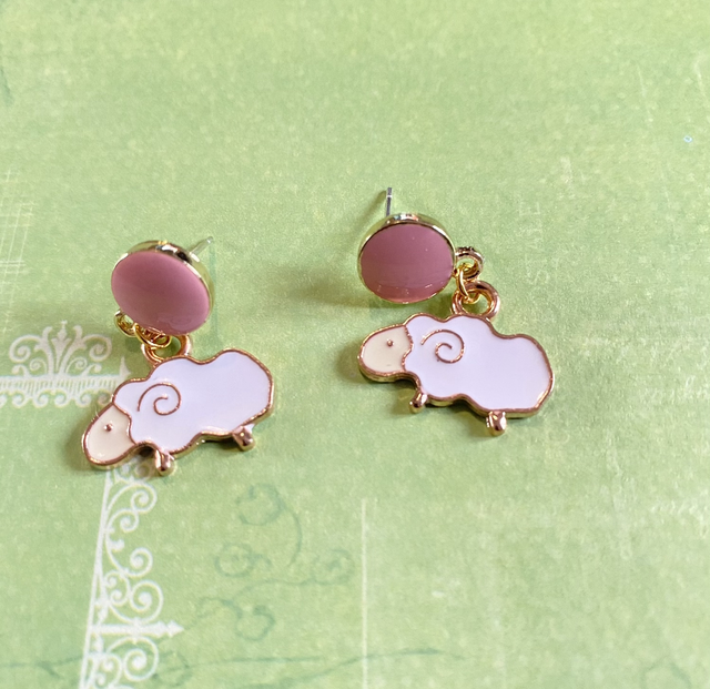 Pink Stud Sheep Earrings 