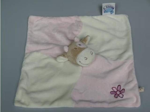 Doudou Noukie&#039;s Vache Plat Lola Blanc Et Rose Fleur