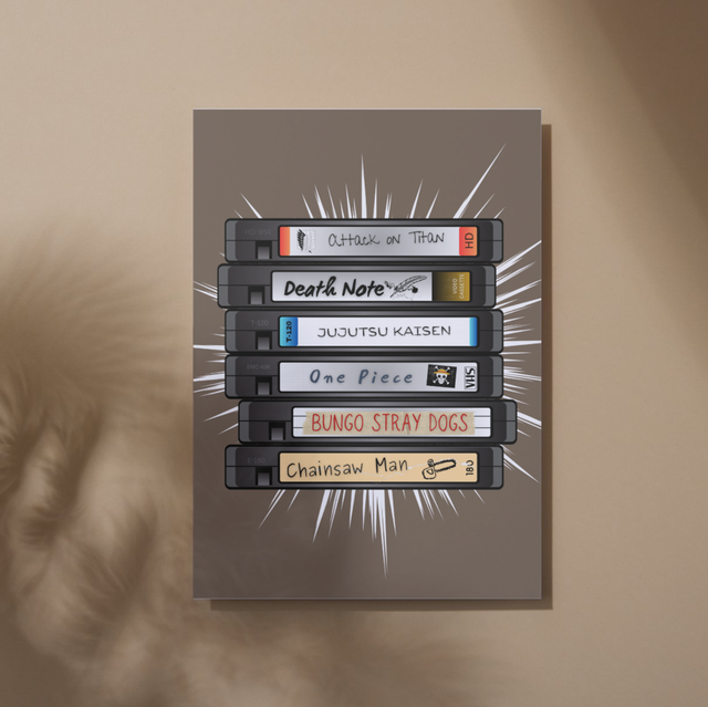 Anime Themed VHS Stack Print