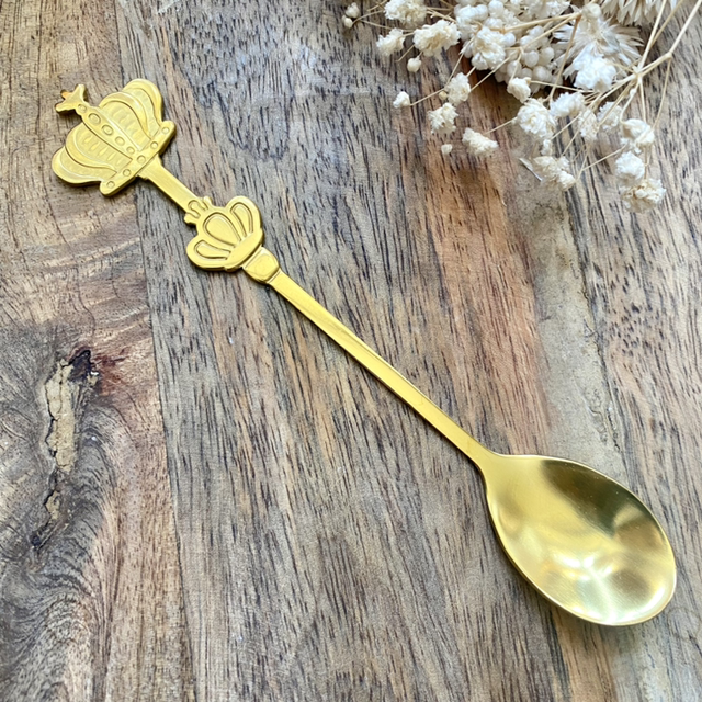 Cuillère acier couronne dorée 