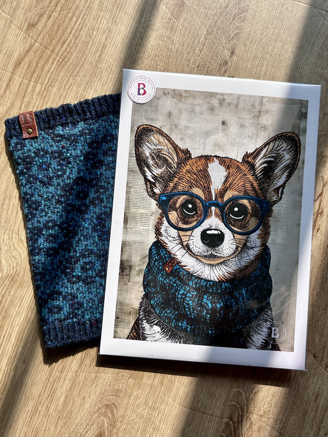 Chihuahua Dog In Glasses Mixed Media Art Print A4