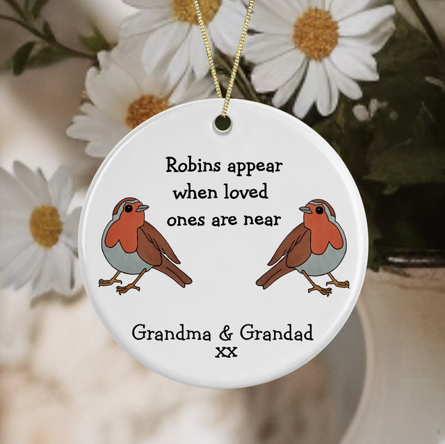 "Grandma &amp; Grandad" Memorial Ceramic Hanging Decoration 