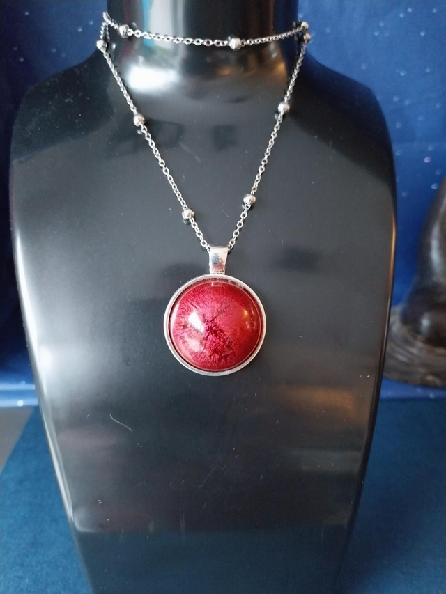 Collier rouge argenté "Nova"
