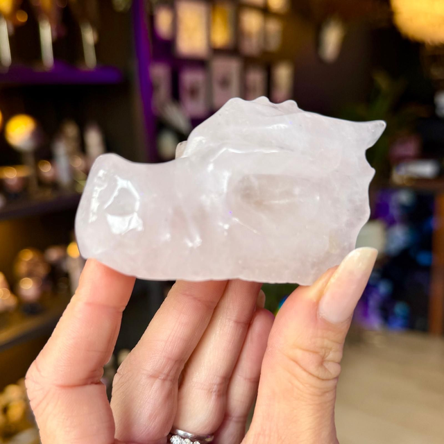 Rose Quartz Dragon Head Carving
