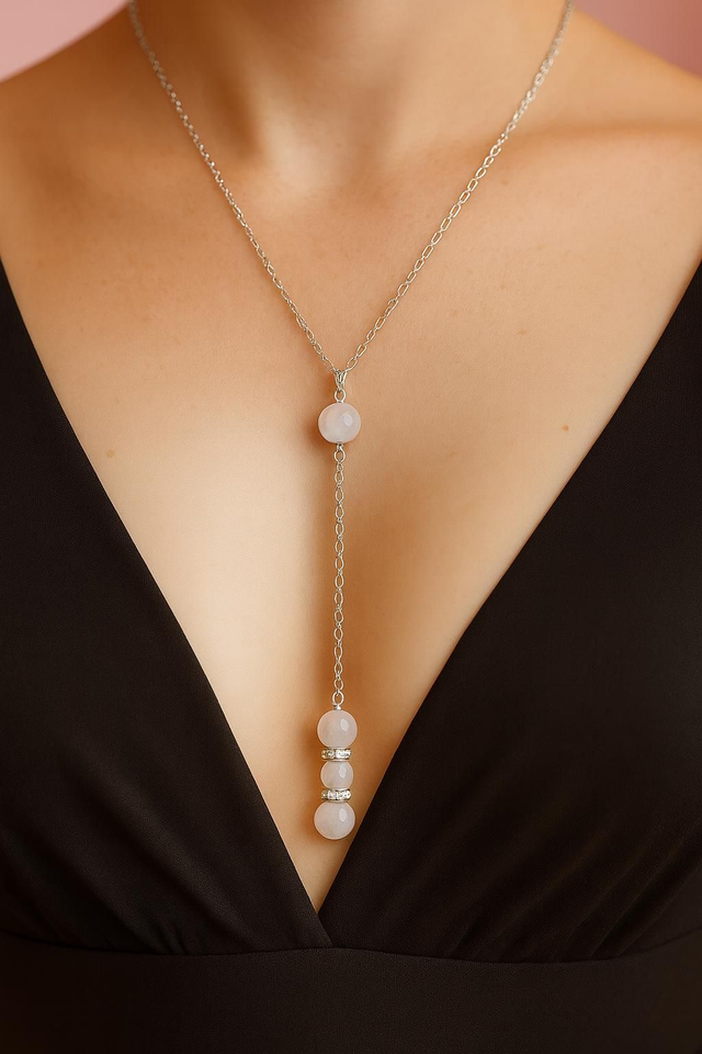 Collier descente Quartz rose -- Amour inconditionnel