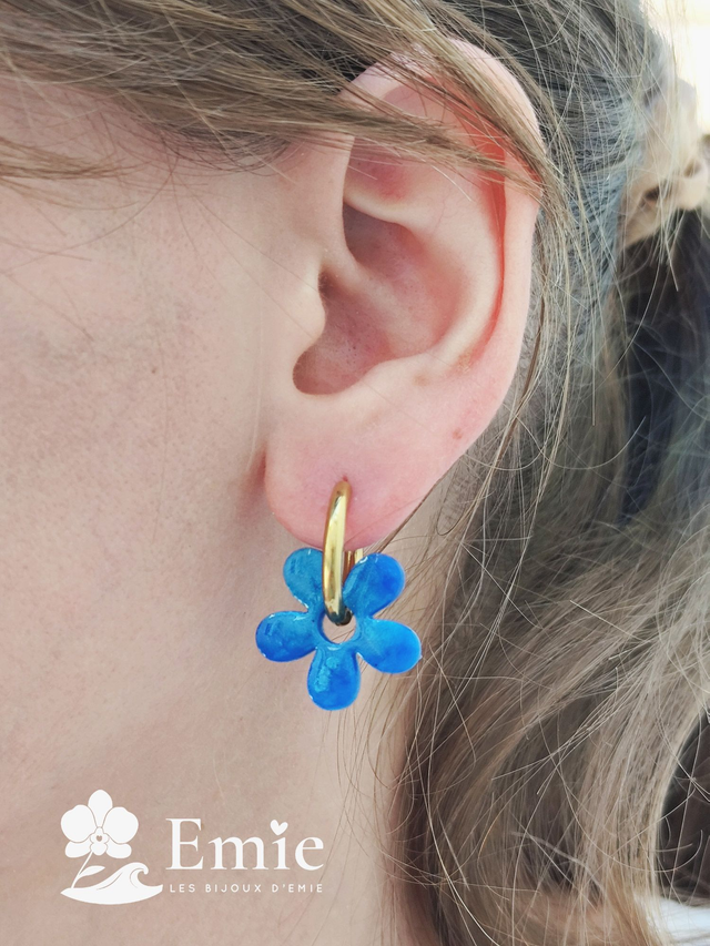 Pampilles Bicolores - Léa 🌸 — Bleu dégradé - Résine Epoxy