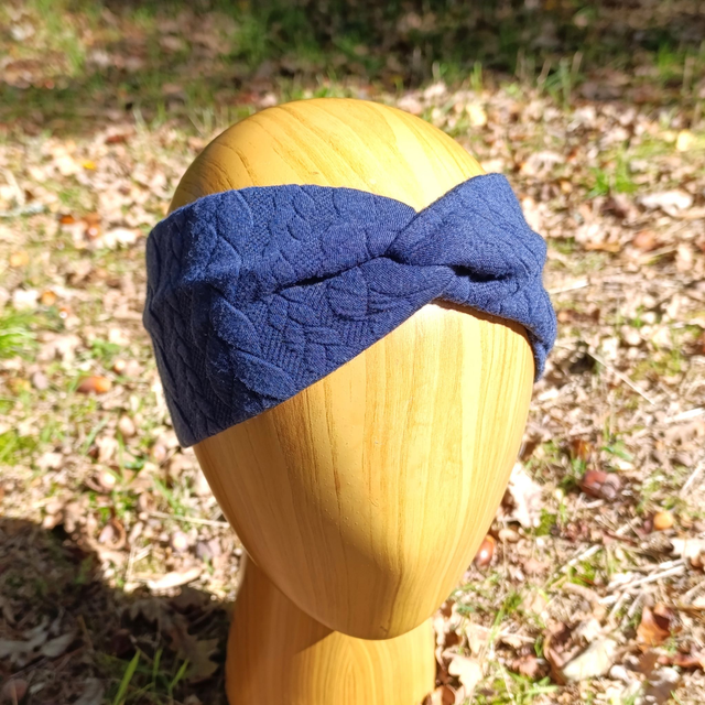 Bandeau torsades - bleu marine