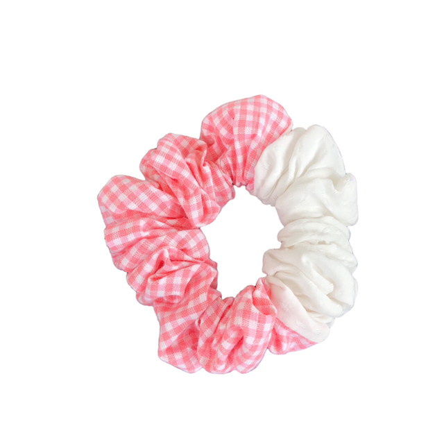 Scrunchie blanc et rose vichy M